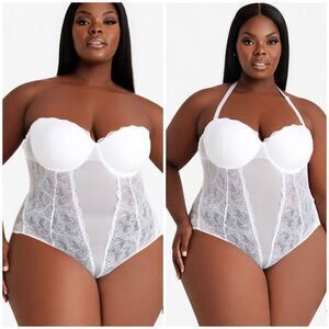 Ashley Stewart Mesh and Lace Convertible Bodysuit